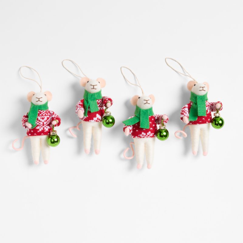 Felted Wool Mouse with Ornaments Christmas Ornaments, Set of 4 - image 0 of 1