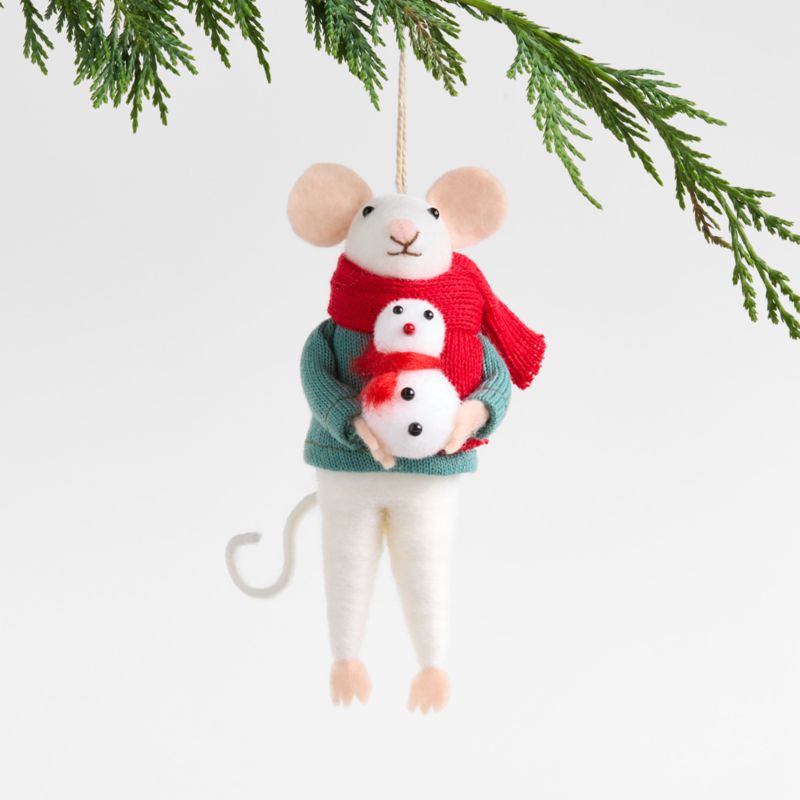 Felted Wool Mouse with Snowman Christmas Ornament - image 0 of 1