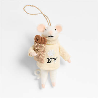 Felted Wool NYC Mouse Christmas Tree Ornament