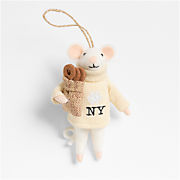 Felted Wool NYC Mouse Christmas Tree Ornament