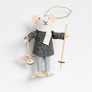 View Felted Wool Skiing Mouse Christmas Tree Ornament details