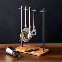 Fenton Graphite and Wood Bar Tool Set + Reviews | Crate & Barrel