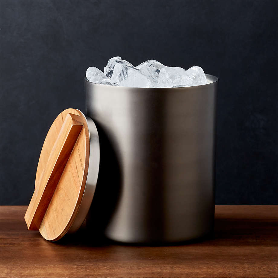 Fenton Graphite and Wood Ice Bucket + Reviews | Crate & Barrel