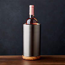 Fenton Graphite and Wood Wine Cooler + Reviews | Crate & Barrel