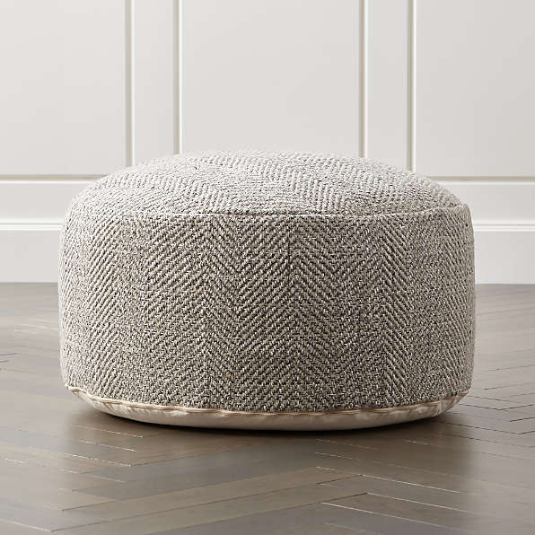 Turquoise Gouchee Home Dotcom Pouf Collection Contemporary Polyester Upholstered Round Pouf/Ottoman
