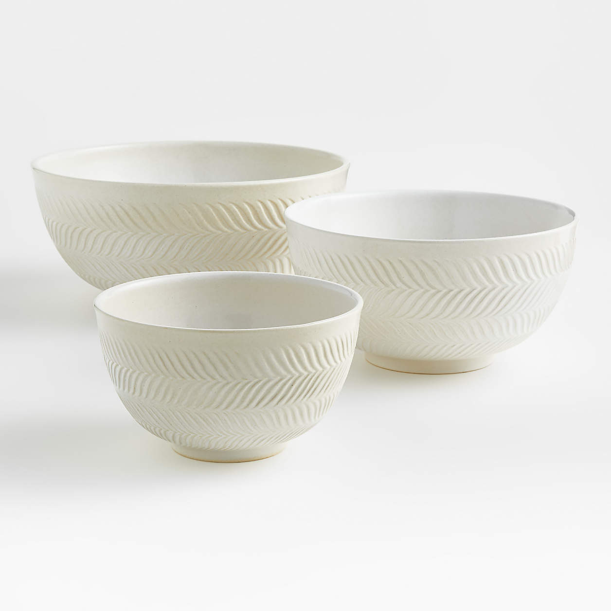 Fern White Ceramic Mixing Bowls, Set of 3 Crate & Barrel