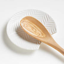 Fern Mid-Century Modern White Ceramic Spoon Rest + Reviews | Crate & Barrel