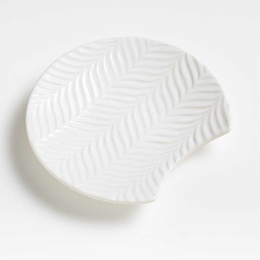 Fern White Ceramic Spoon Rest