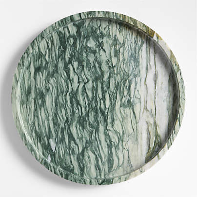Fern Green 12.5" Round Marble Tray