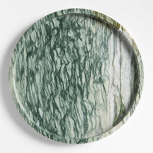 Fern Green 12.5" Round Marble Tray