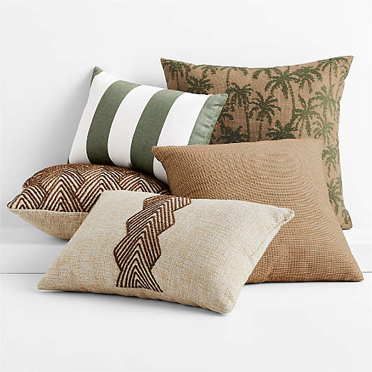 Fern Green and Sierra Tan Outdoor Throw Pillow Arrangement
