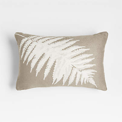 Fern 20"x13" Loggia Tan Outdoor Lumbar Pillow