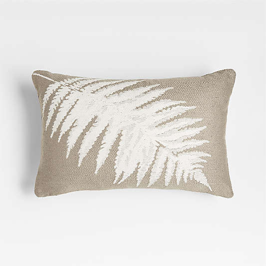 Fern 20"x13" Loggia Tan Outdoor Lumbar Pillow