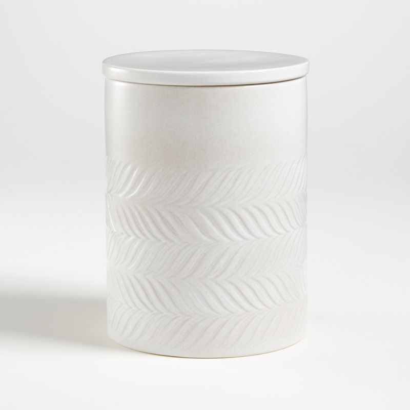 Fern Large White Ceramic Canister