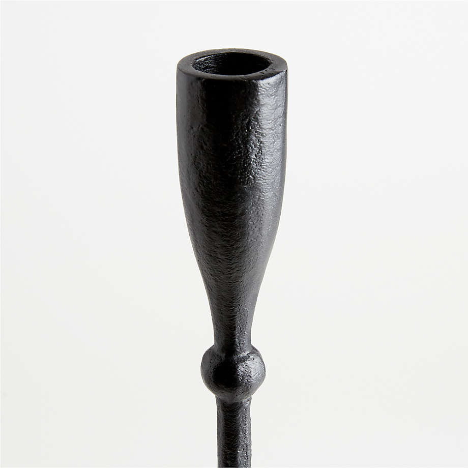 7 Black Cast Iron Metal Taper Candle Holder Set, Large