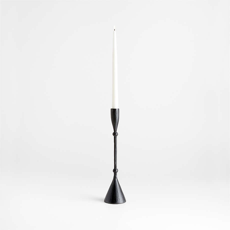 Ferric Small Black Metal Taper Candle Holder | Crate & Barrel