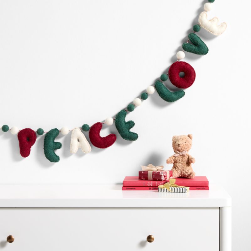 Festive Felt Peace and Love Holiday Garland - image 0 of 6