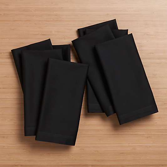 Fete Black Cloth Napkins, Set of 8