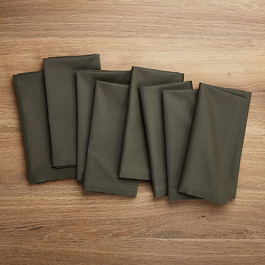 Fete Olive Green Cotton Napkins, Set of 8