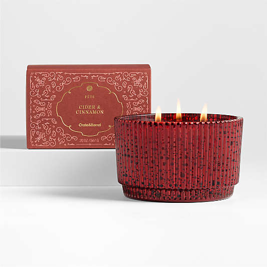 Fete Red Orange Cinnamon Holiday 3-Wick Scented Candle