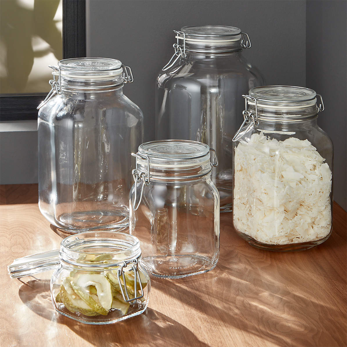 Set Of 3 Ceramic Clip-Top Black Alphabet Tea Coffee-Sugar Kitchen Storage Jars 