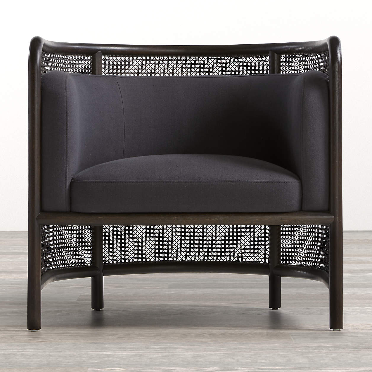 Fields Cane Back Charcoal Accent Chair + Reviews Crate & Barrel