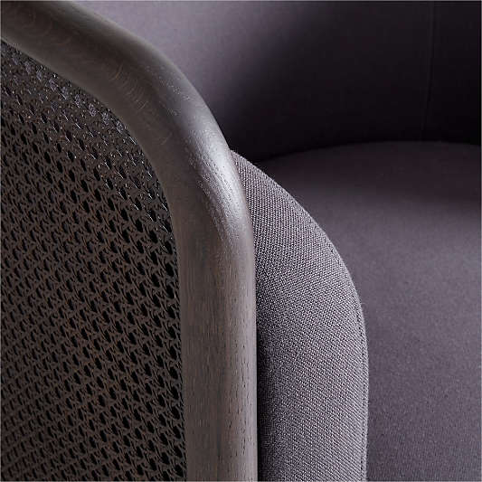 Fields Cane Back Charcoal Grey Swivel Accent Chair by Leanne Ford