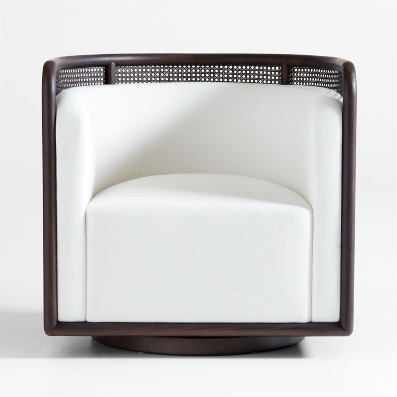 Fields Cane Back Dark Brown and White Swivel Accent Chair by Leanne Ford - image 2 of 6