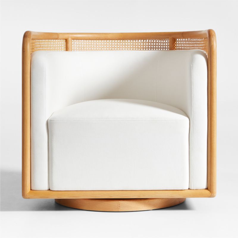 Fields Cane Back Natural White Swivel Accent Chair by Leanne Ford - image 2 of 7