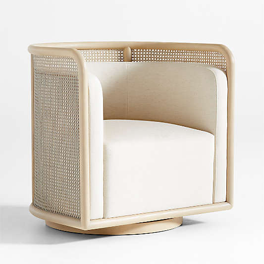 Fields Cane Back Whitewash Swivel Accent Chair by Leanne Ford