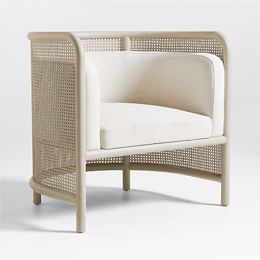 Fields Cane Back White Wash and Natural Accent Chair by Leanne Ford