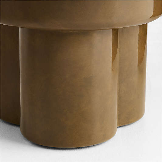 Figure Olive Green Tadelakt 12" Drink Table