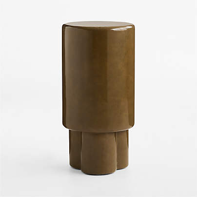 Figure Olive Green Tadelakt 12" Drink Table