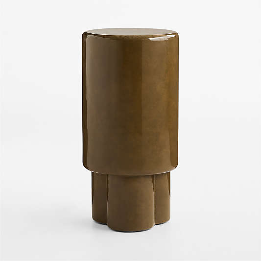 Figure Olive Green Tadelakt 12" Drink Table