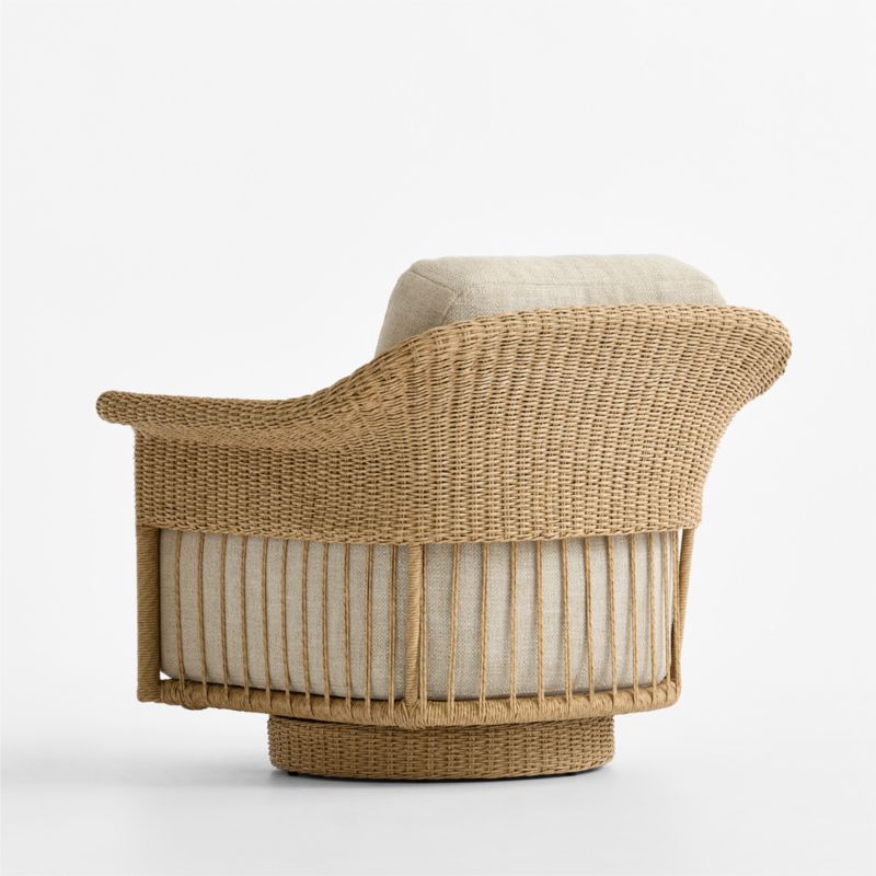 Fiji Wicker Swivel Outdoor Lounge Chair with Ivory Cushion - image 4 of 6