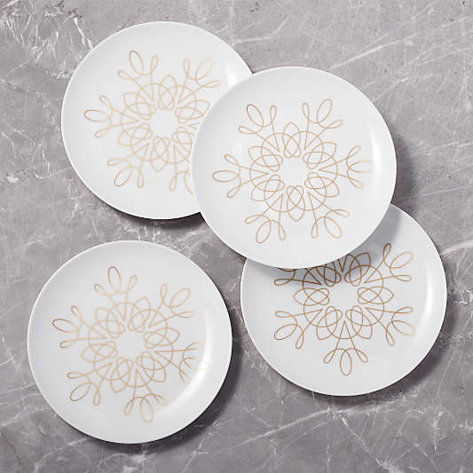 Filigree Gold Plates, Set of 4