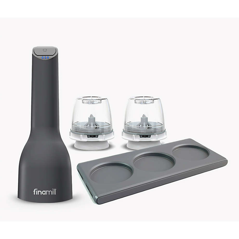 FinaMill Stainless Steel Rechargeable Spice Grinder and Tray +