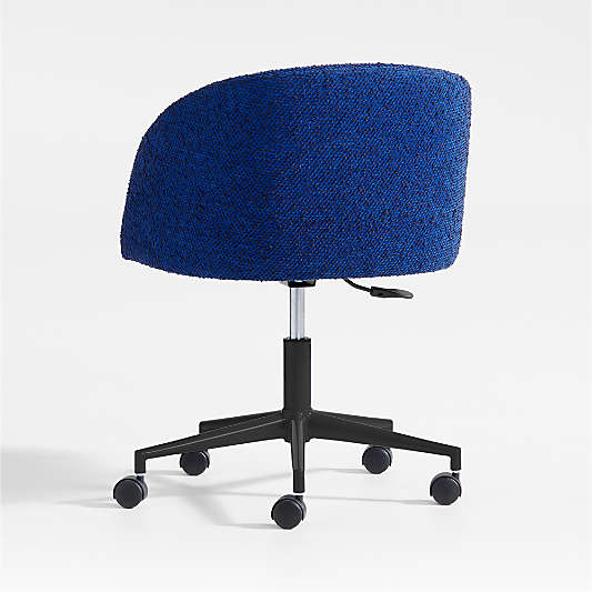 Finch Cobalt Blue Boucle Kids Desk Chair with Black Base