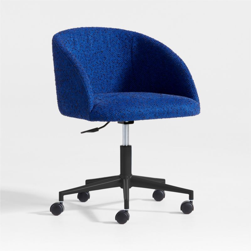 Finch Cobalt Blue Boucle Kids Desk Chair with Base