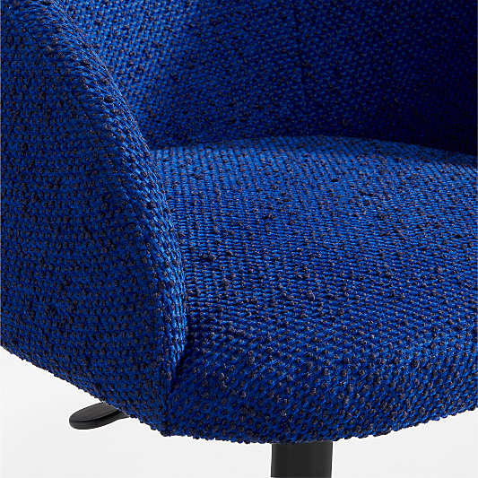 Finch Cobalt Blue Boucle Kids Desk Chair with White Base