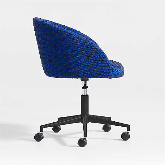 Finch Cobalt Blue Boucle Kids Desk Chair with Black Base