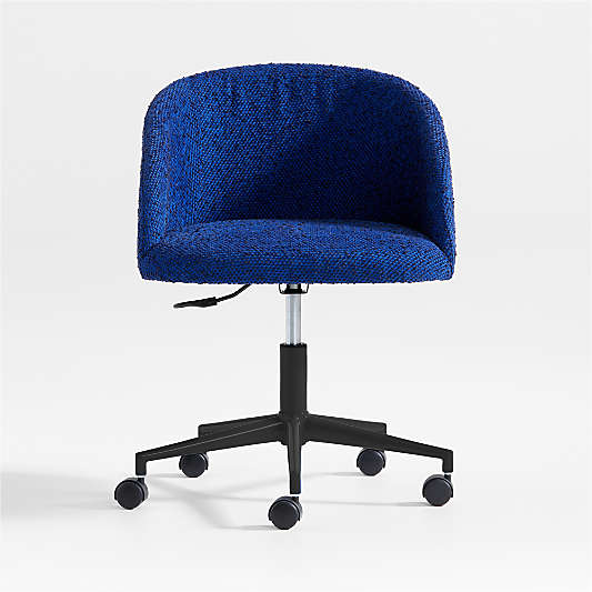 Finch Cobalt Blue Boucle Kids Desk Chair with Black Base