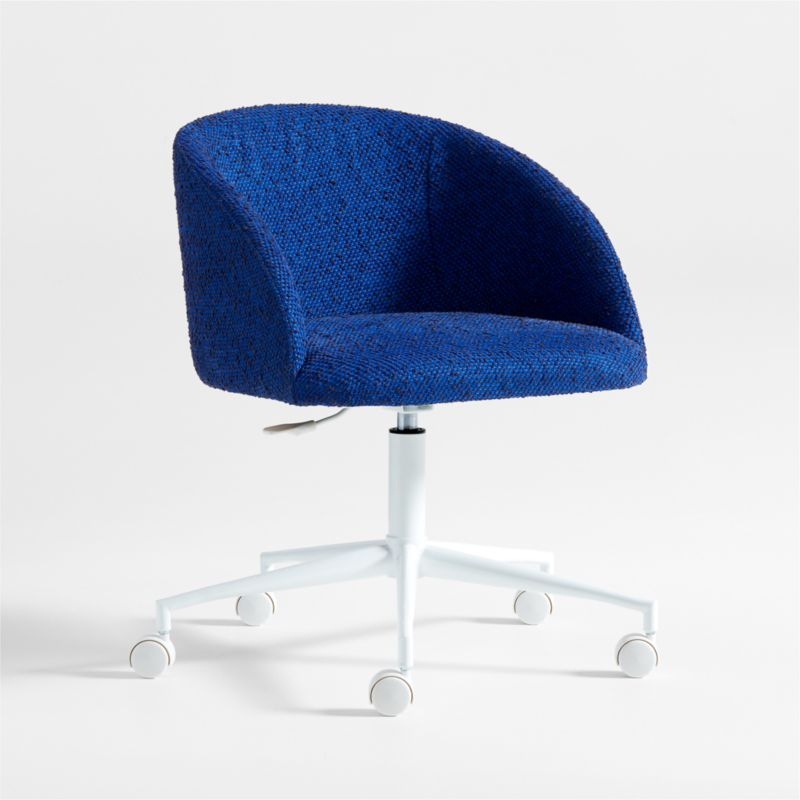 Finch Cobalt Blue Boucle Kids Desk Chair with White Base