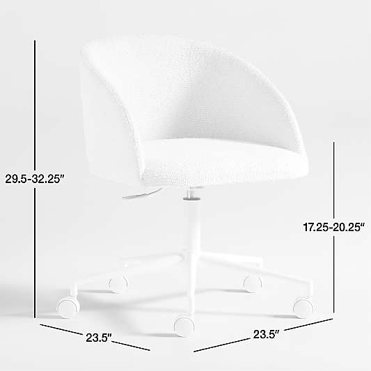 Finch Cream Boucle Kids Desk Chair with White Base