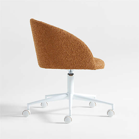 Finch Maple Brown Boucle Kids Desk Chair with White Base