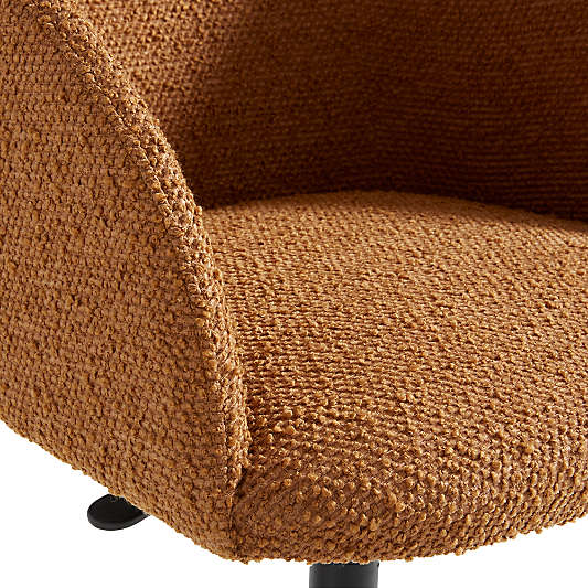 Finch Maple Brown Boucle Kids Desk Chair with Black Base