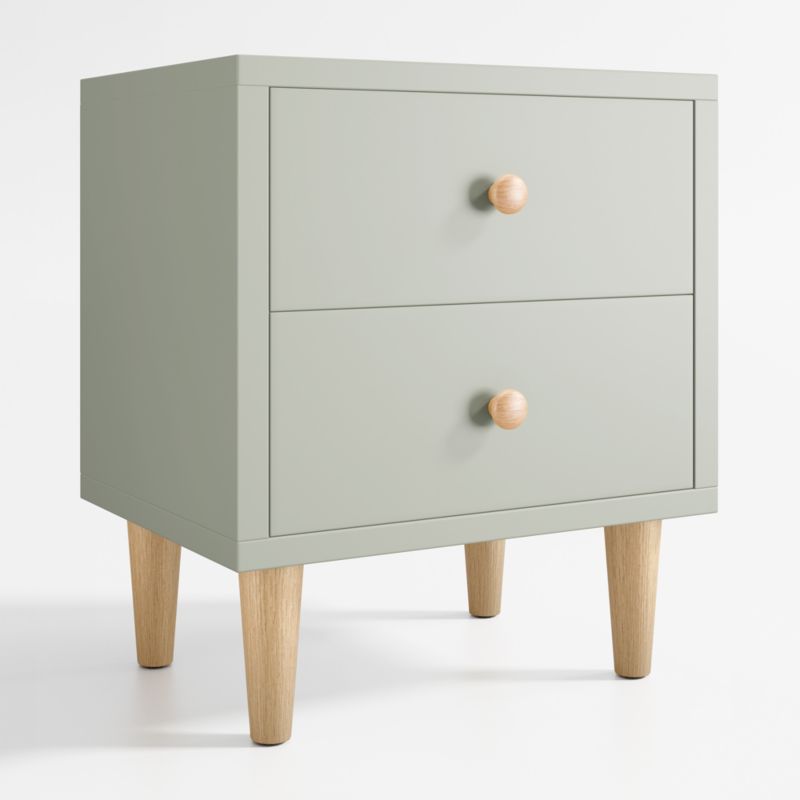 Set of 2 Finn Sage Green Wood 2-Drawer Kids Nightstand - image 6 of 9