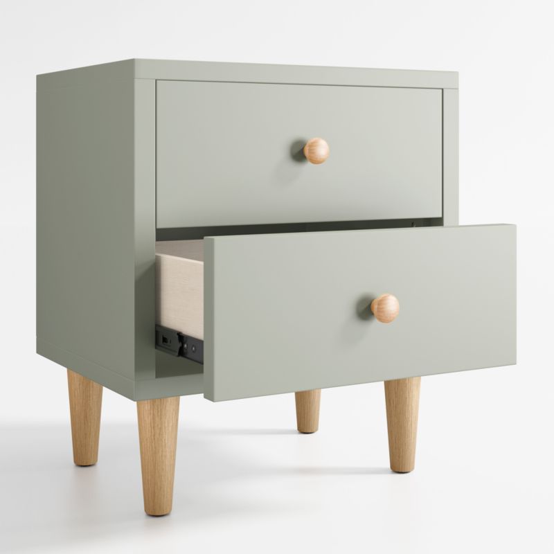 Set of 2 Finn Sage Green Wood 2-Drawer Kids Nightstand - image 7 of 9