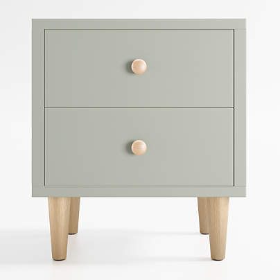 Finn Sage Green Wood 2-Drawer Kids Nightstand