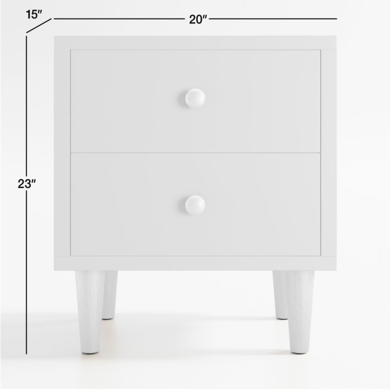 Finn White  Wood 2-Drawer Kids Nightstand